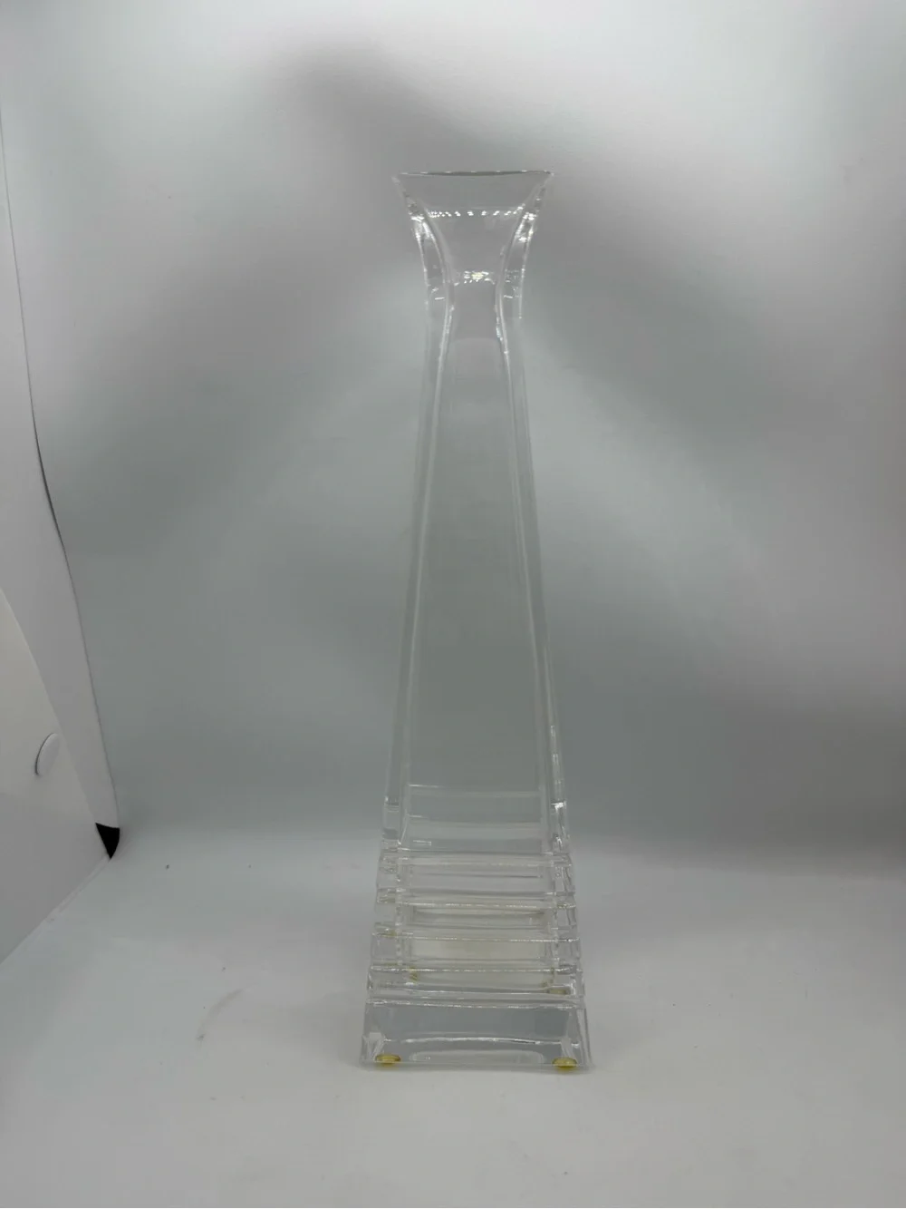 Tiffany & Co. crystal vase with a tapered architectural design 1980